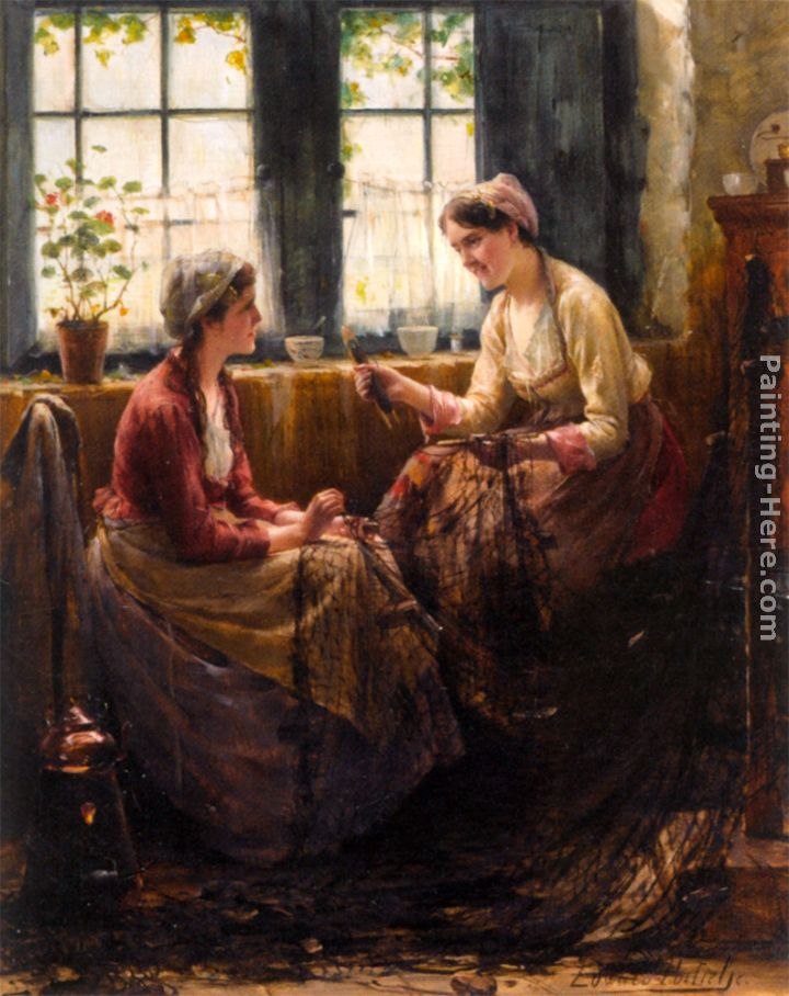 Edward Antoon Portielje Mending The Nets